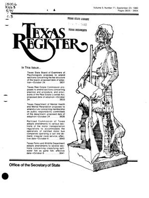 Texas Register, Volume 5, Number 71, Pages 3825-3854, September 23, 1980