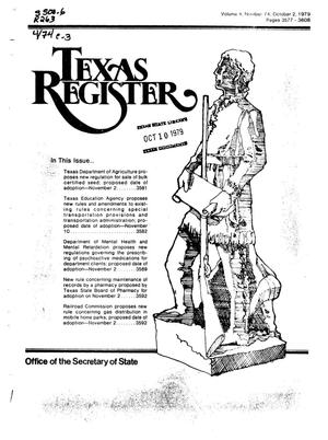 Texas Register, Volume 4, Number 74, Pages 3577-3608, October 2, 1979