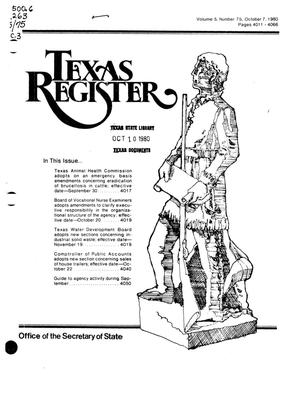 Texas Register, Volume 5, Number 75, Pages 4011-4066, October 7, 1980