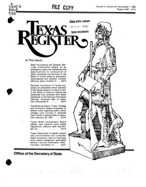 Texas Register, Volume 5, Number 83, Pages 4367-4474, November 7, 1980