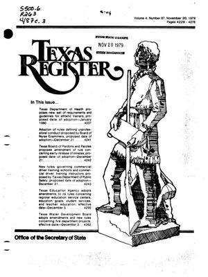 Texas Register, Volume 4, Number 87, Pages 4229-4276, November 20, 1979