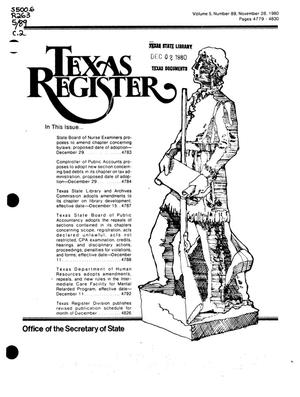 Texas Register, Volume 5, Number 89, Pages 4779-4830, November 28, 1980