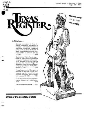 Texas Register, Volume 5, Number 92, Pages 4891-4948, December 12, 1980
