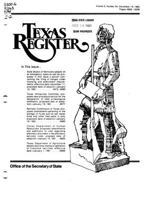 Texas Register, Volume 5, Number 94, Pages 4969-5006, December 19, 1980
