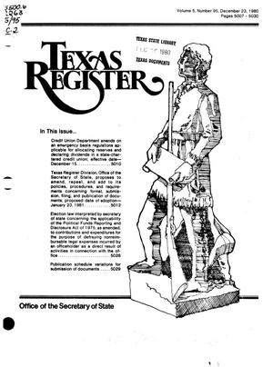 Primary view of object titled 'Texas Register, Volume 5, Number 95, Pages 5007-5030, December 23, 1980'.