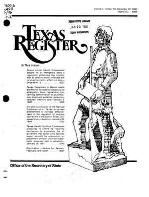 Texas Register, Volume 5, Number 96, Pages 5031-5069, December 26, 1980