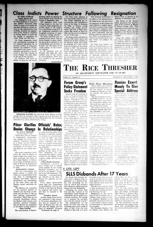 Primary view of object titled 'The Rice Thresher (Houston, Tex.), Vol. 52, No. 11, Ed. 1 Thursday, December 3, 1964'.
