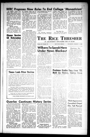 Primary view of object titled 'The Rice Thresher (Houston, Tex.), Vol. 52, No. 20, Ed. 1 Thursday, March 4, 1965'.