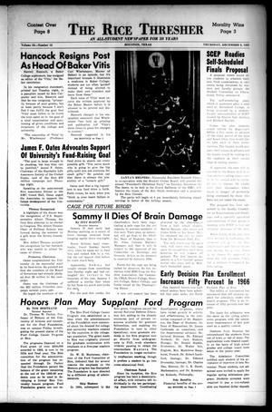 The Rice Thresher (Houston, Tex.), Vol. 53, No. 12, Ed. 1 Thursday, December 9, 1965