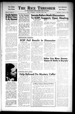 The Rice Thresher (Houston, Tex.), Vol. 53, No. 20, Ed. 1 Thursday, March 10, 1966