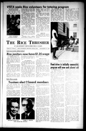 The Rice Thresher (Houston, Tex.), Vol. 54, No. 3, Ed. 1 Thursday, September 29, 1966