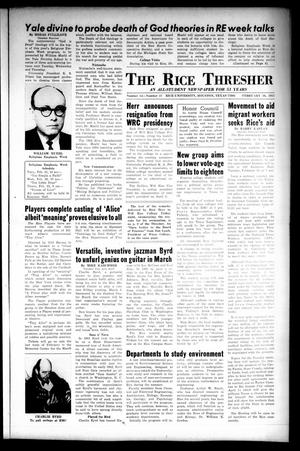 The Rice Thresher (Houston, Tex.), Vol. 54, No. 17, Ed. 1 Thursday, February 16, 1967