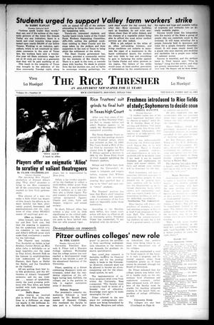 Primary view of object titled 'The Rice Thresher (Houston, Tex.), Vol. 54, No. 18, Ed. 1 Thursday, February 23, 1967'.
