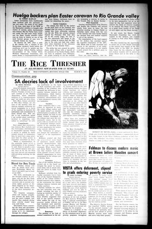 Primary view of object titled 'The Rice Thresher (Houston, Tex.), Vol. 54, No. 20, Ed. 1 Thursday, March 9, 1967'.