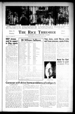 Primary view of object titled 'The Rice Thresher (Houston, Tex.), Vol. 54, No. 21, Ed. 1 Thursday, March 16, 1967'.