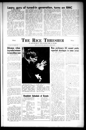Primary view of object titled 'The Rice Thresher (Houston, Tex.), Vol. 54, No. 26, Ed. 1 Thursday, April 27, 1967'.