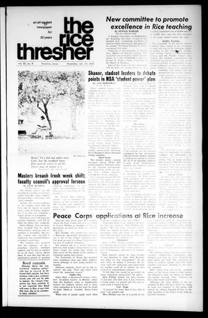 Primary view of object titled 'The Rice Thresher (Houston, Tex.), Vol. 55, No. 6, Ed. 1 Thursday, October 19, 1967'.