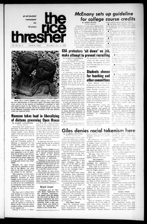 Primary view of object titled 'The Rice Thresher (Houston, Tex.), Vol. 55, No. 8, Ed. 1 Thursday, November 2, 1967'.