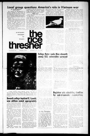 Primary view of object titled 'The Rice Thresher (Houston, Tex.), Vol. 55, No. 11, Ed. 1 Thursday, November 30, 1967'.