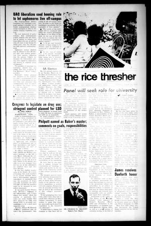 Primary view of object titled 'The Rice Thresher (Houston, Tex.), Vol. 55, No. 21, Ed. 1 Thursday, March 14, 1968'.