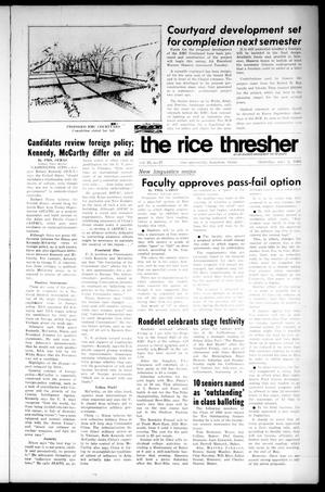 The Rice Thresher (Houston, Tex.), Vol. 55, No. 27, Ed. 1 Thursday, May 2, 1968