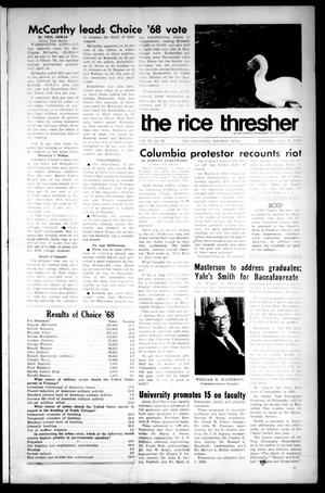 The Rice Thresher (Houston, Tex.), Vol. 55, No. 28, Ed. 1 Thursday, May 9, 1968