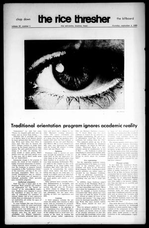 Primary view of object titled 'The Rice Thresher (Houston, Tex.), Vol. 57, No. 1, Ed. 1 Thursday, September 4, 1969'.