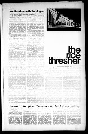 The Rice Thresher (Houston, Tex.), Vol. 57, No. 9, Ed. 1 Thursday, October 30, 1969
