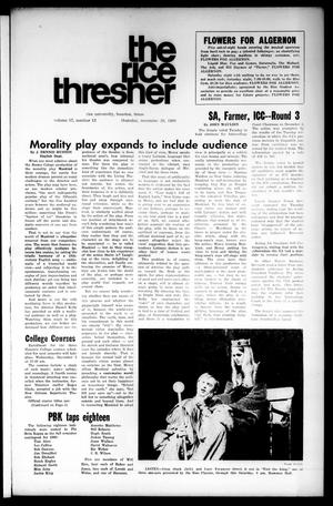 Primary view of object titled 'The Rice Thresher (Houston, Tex.), Vol. 57, No. 12, Ed. 1 Thursday, November 20, 1969'.