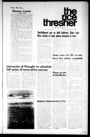 The Rice Thresher (Houston, Tex.), Vol. 58, No. 2, Ed. 1 Thursday, September 10, 1970