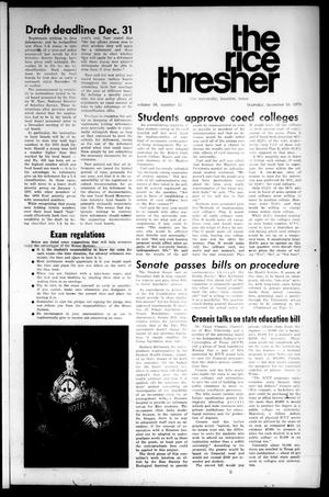 The Rice Thresher (Houston, Tex.), Vol. 58, No. 13, Ed. 1 Thursday, December 10, 1970
