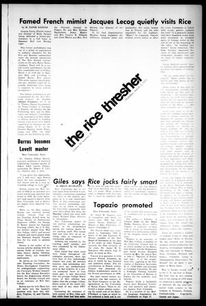 Primary view of object titled 'The Rice Thresher (Houston, Tex.), Vol. 59, No. 20, Ed. 1 Thursday, March 2, 1972'.