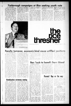 Primary view of object titled 'The Rice Thresher (Houston, Tex.), Vol. 59, No. 21, Ed. 1 Thursday, March 9, 1972'.