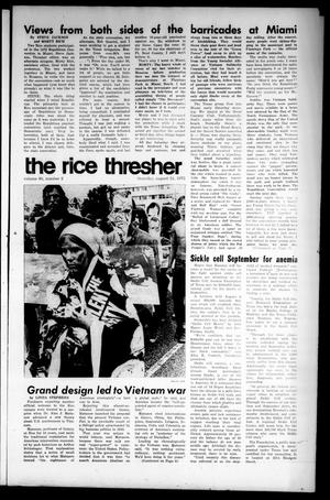 Primary view of object titled 'The Rice Thresher (Houston, Tex.), Vol. 60, No. 2, Ed. 1 Thursday, August 31, 1972'.
