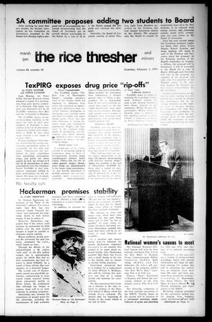The Rice Thresher (Houston, Tex.), Vol. 60, No. 19, Ed. 1 Thursday, February 1, 1973