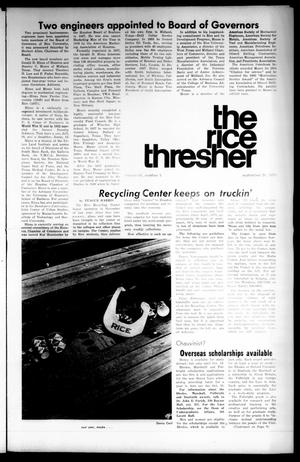 Primary view of object titled 'The Rice Thresher (Houston, Tex.), Vol. 61, No. 5, Ed. 1 Thursday, September 20, 1973'.