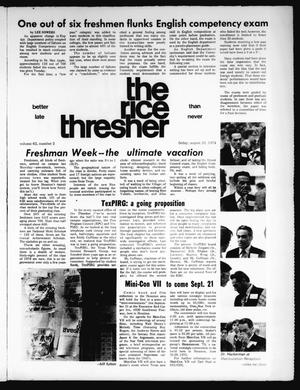 The Rice Thresher (Houston, Tex.), Vol. 62, No. 2, Ed. 1 Friday, August 23, 1974