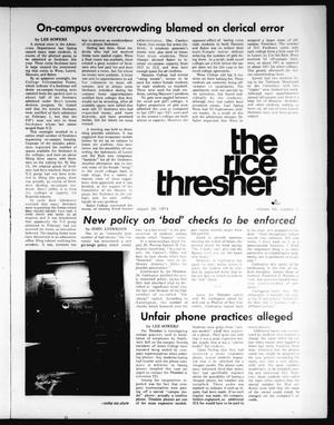 The Rice Thresher (Houston, Tex.), Vol. 62, No. 3, Ed. 1 Thursday, August 29, 1974