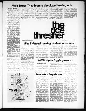 The Rice Thresher (Houston, Tex.), Vol. 62, No. 9, Ed. 1 Thursday, October 10, 1974