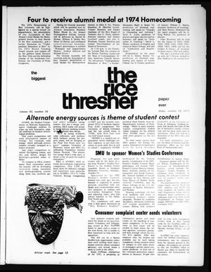 The Rice Thresher (Houston, Tex.), Vol. 62, No. 10, Ed. 1 Friday, October 18, 1974
