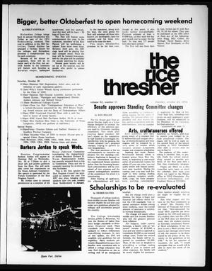 Primary view of object titled 'The Rice Thresher (Houston, Tex.), Vol. 62, No. 11, Ed. 1 Thursday, October 24, 1974'.