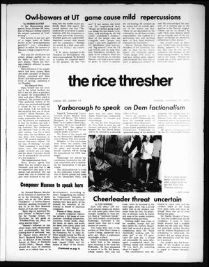 Primary view of object titled 'The Rice Thresher (Houston, Tex.), Vol. 62, No. 14, Ed. 1 Thursday, November 14, 1974'.