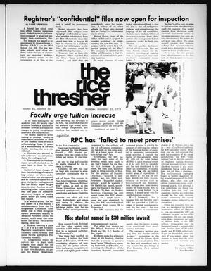 The Rice Thresher (Houston, Tex.), Vol. 62, No. 15, Ed. 1 Thursday, November 21, 1974