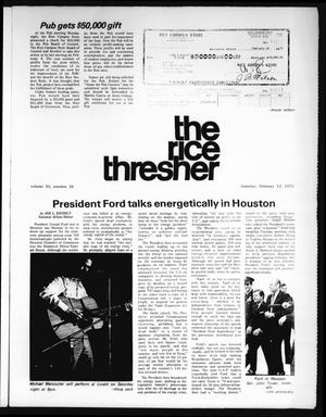 Primary view of object titled 'The Rice Thresher (Houston, Tex.), Vol. 62, No. 28, Ed. 1 Thursday, February 13, 1975'.