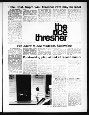 The Rice Thresher (Houston, Tex.), Vol. 62, No. 30, Ed. 1 Thursday, February 20, 1975