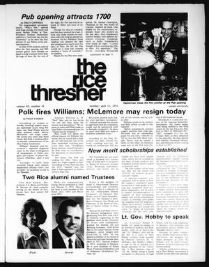 The Rice Thresher (Houston, Tex.), Vol. 62, No. 41, Ed. 1 Monday, April 14, 1975