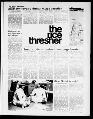 The Rice Thresher (Houston, Tex.), Vol. 63, No. 10, Ed. 1 Thursday, September 18, 1975