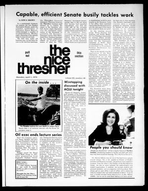 Primary view of object titled 'The Rice Thresher (Houston, Tex.), Vol. 63, No. 48, Ed. 1 Thursday, April 1, 1976'.