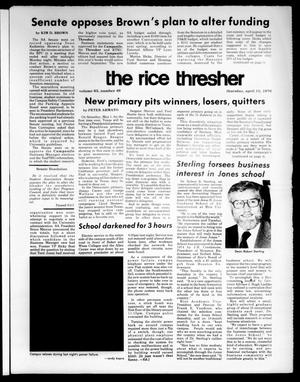 The Rice Thresher (Houston, Tex.), Vol. 63, No. 49, Ed. 1 Thursday, April 15, 1976