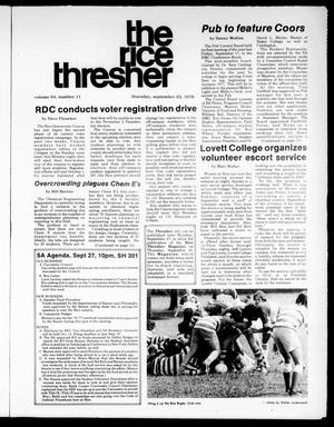 The Rice Thresher (Houston, Tex.), Vol. 64, No. 11, Ed. 1 Thursday, September 23, 1976